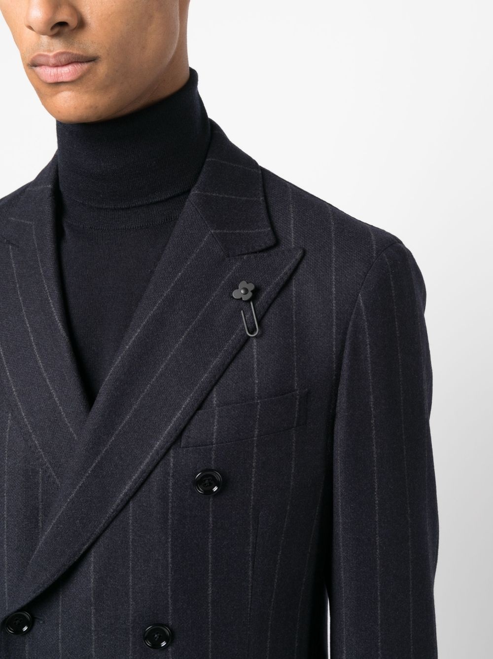 pinstriped double-breasted blazer - 5