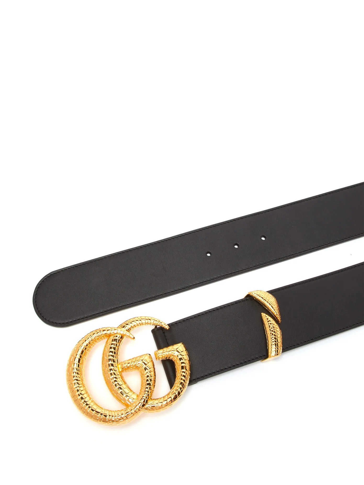 Snakeskin-effect GG-logo leather belt - 4