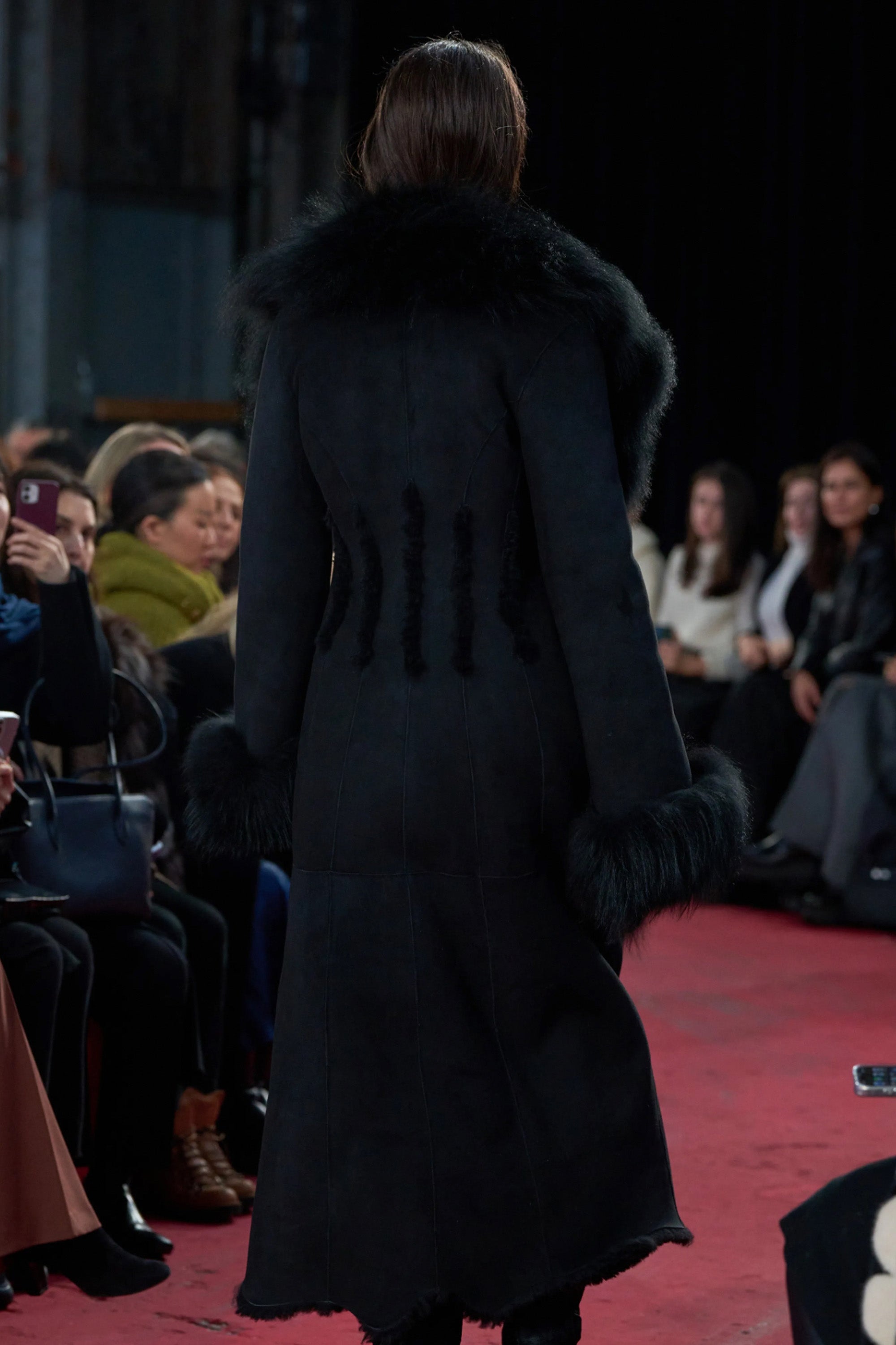 Prufrock Coat in Black Cashmere Shearling - 3