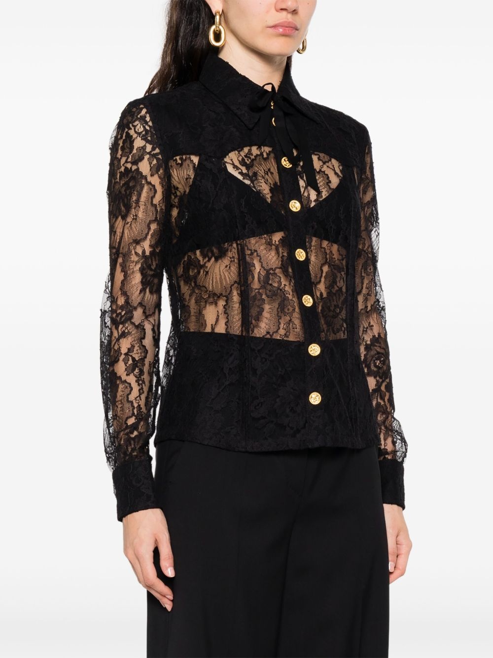 embroidered-lace shirt - 3