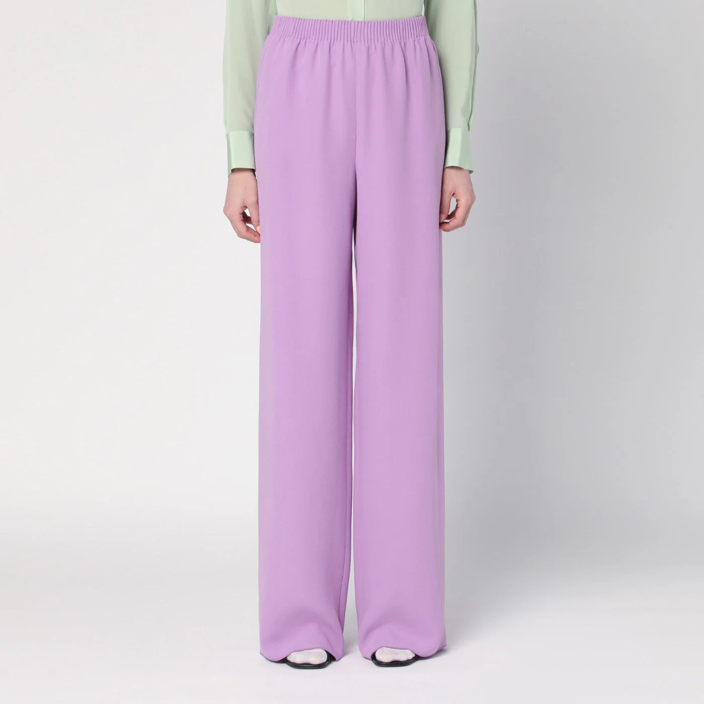 Wide lilac pink silk pants - 1