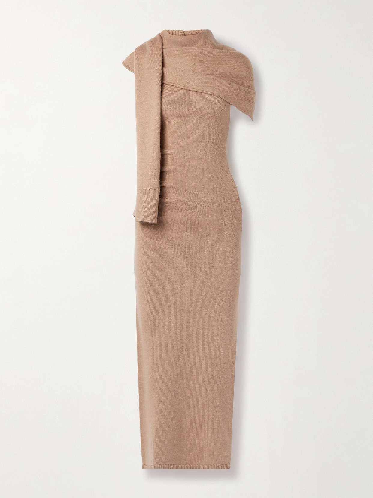 Hathaway Scarf-effect Draped Wool And Recycled Cashmere-blend Midi Dress - 1
