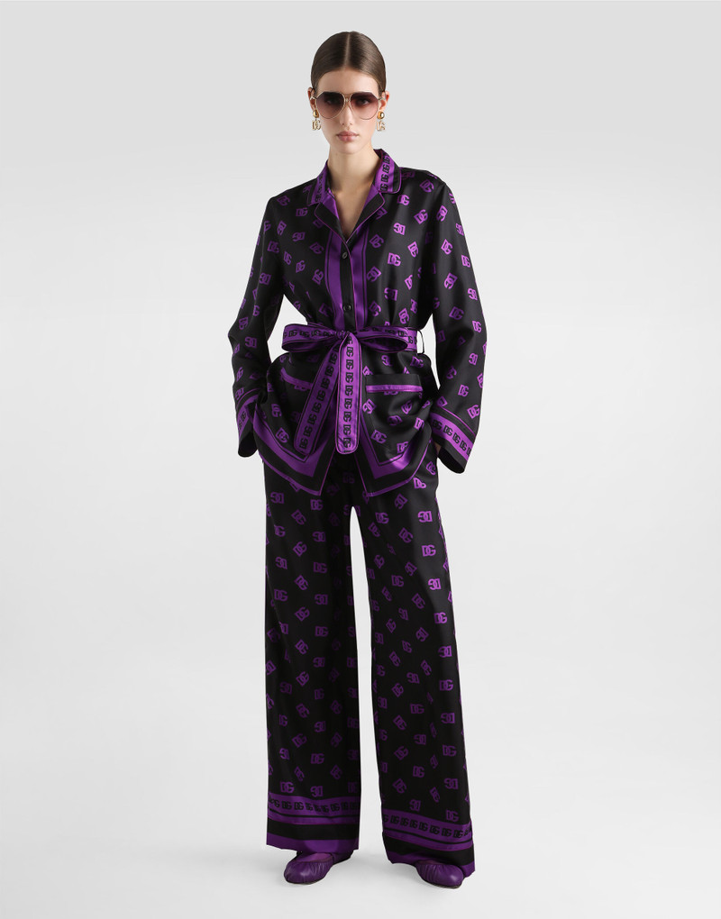 Dolce & Gabbana DG logo all-over print silk vanity pants outlook