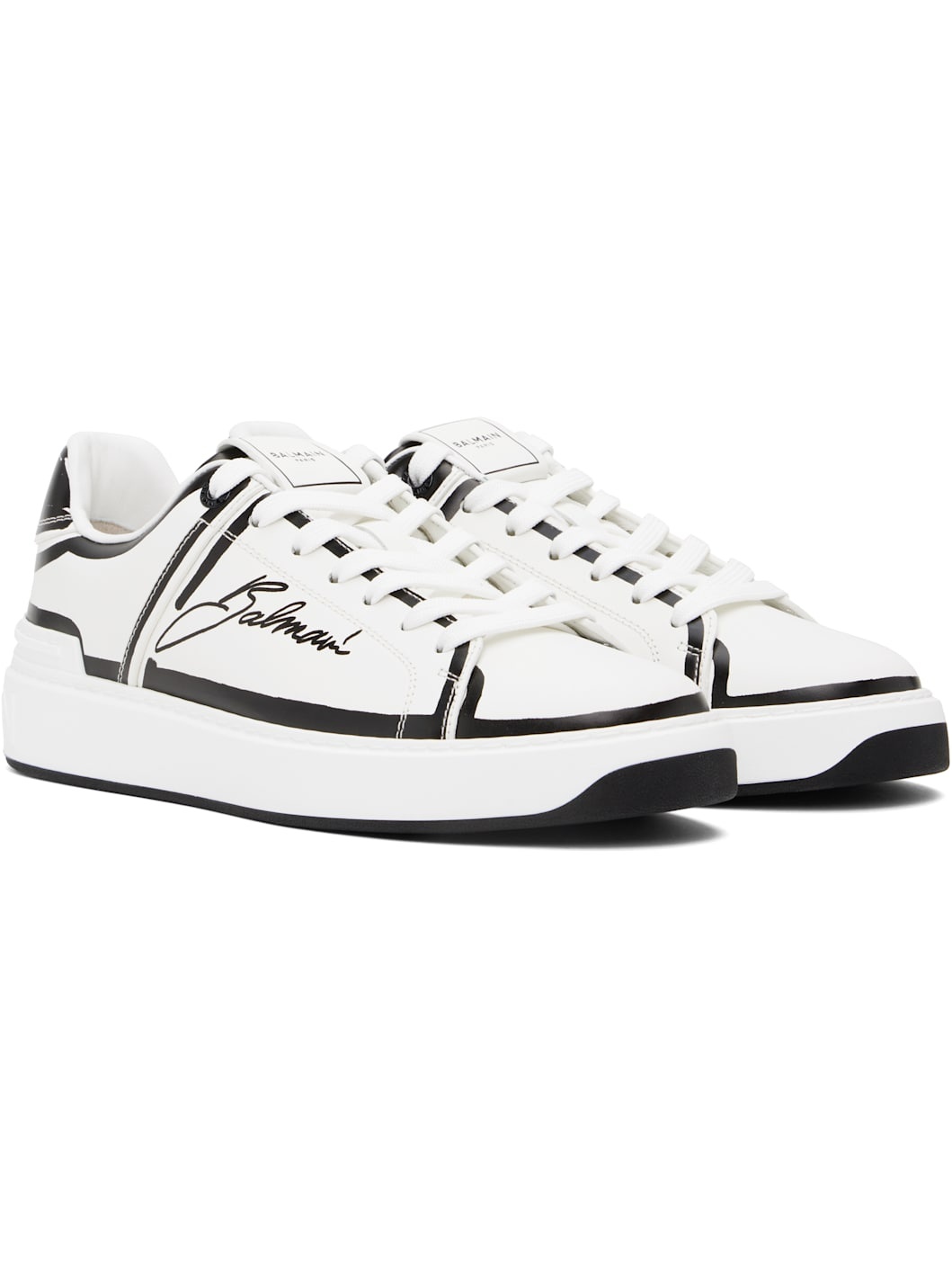 White B-Court Printed Calfskin Sneakers - 4