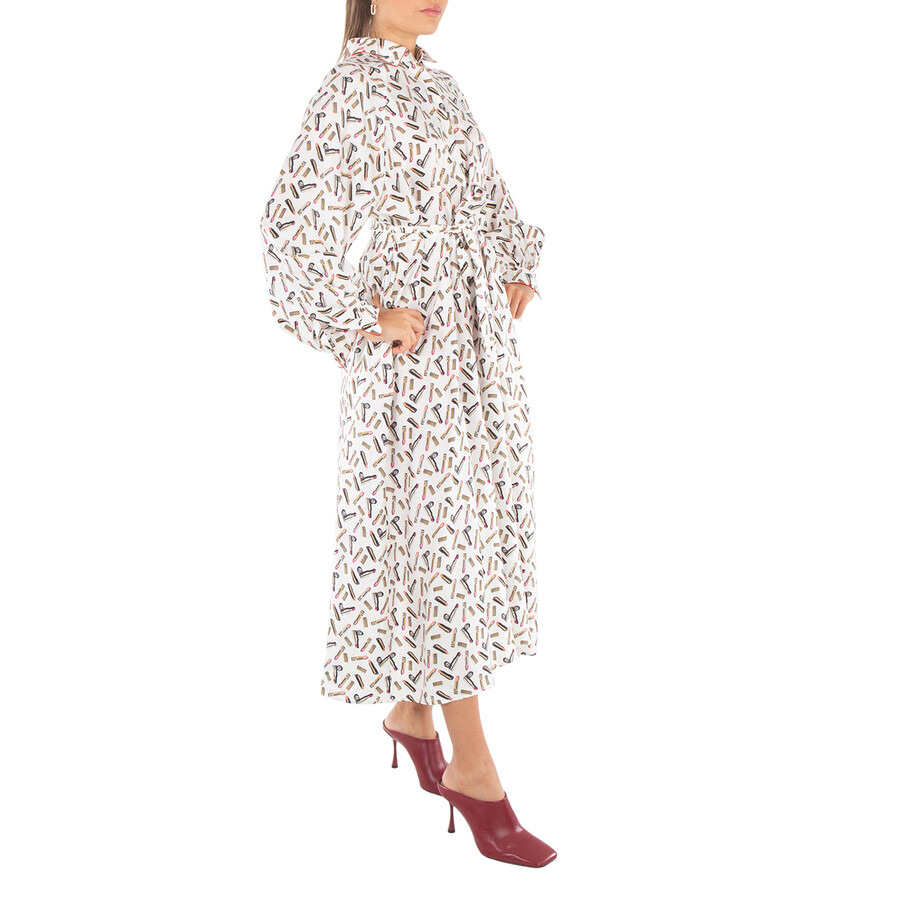 Max Mara Ladies White Black Rimmel Silk Shirt Dress - 4