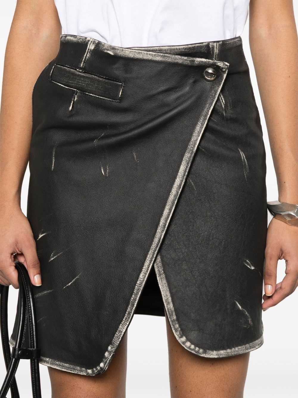 leather wraparound mini skirt - 5