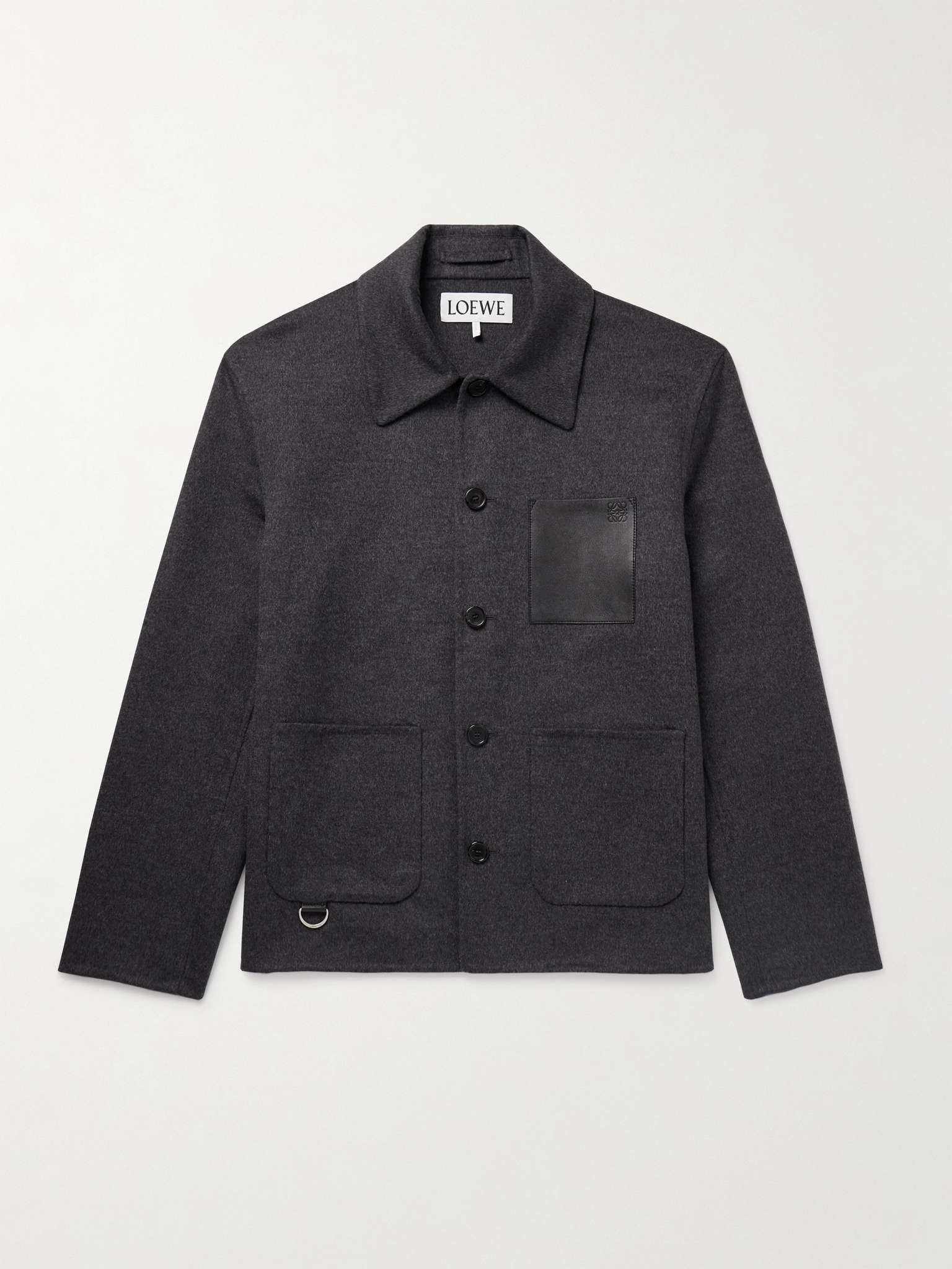 Leather-Trimmed Wool and Cashmere-Blend Overshirt - 1