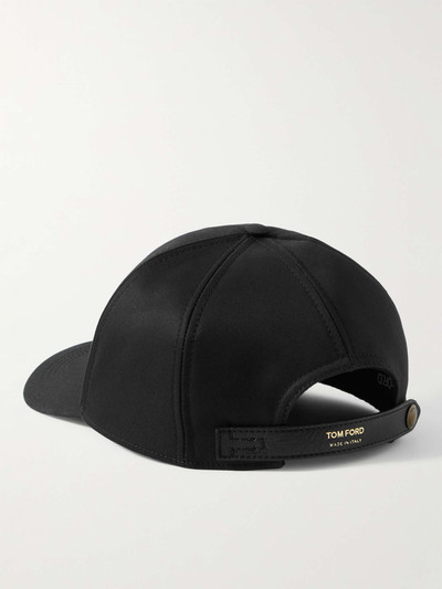 TOM FORD Leather-Trimmed Logo-Embroidered Cotton-Canvas Baseball Cap outlook