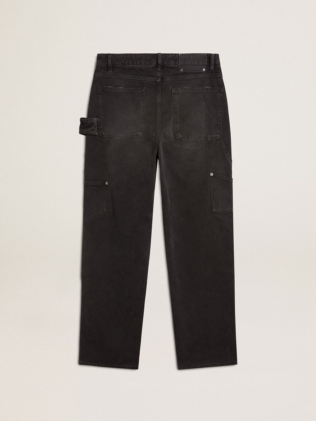 Women's distressed black cotton jeans with front patches - 7