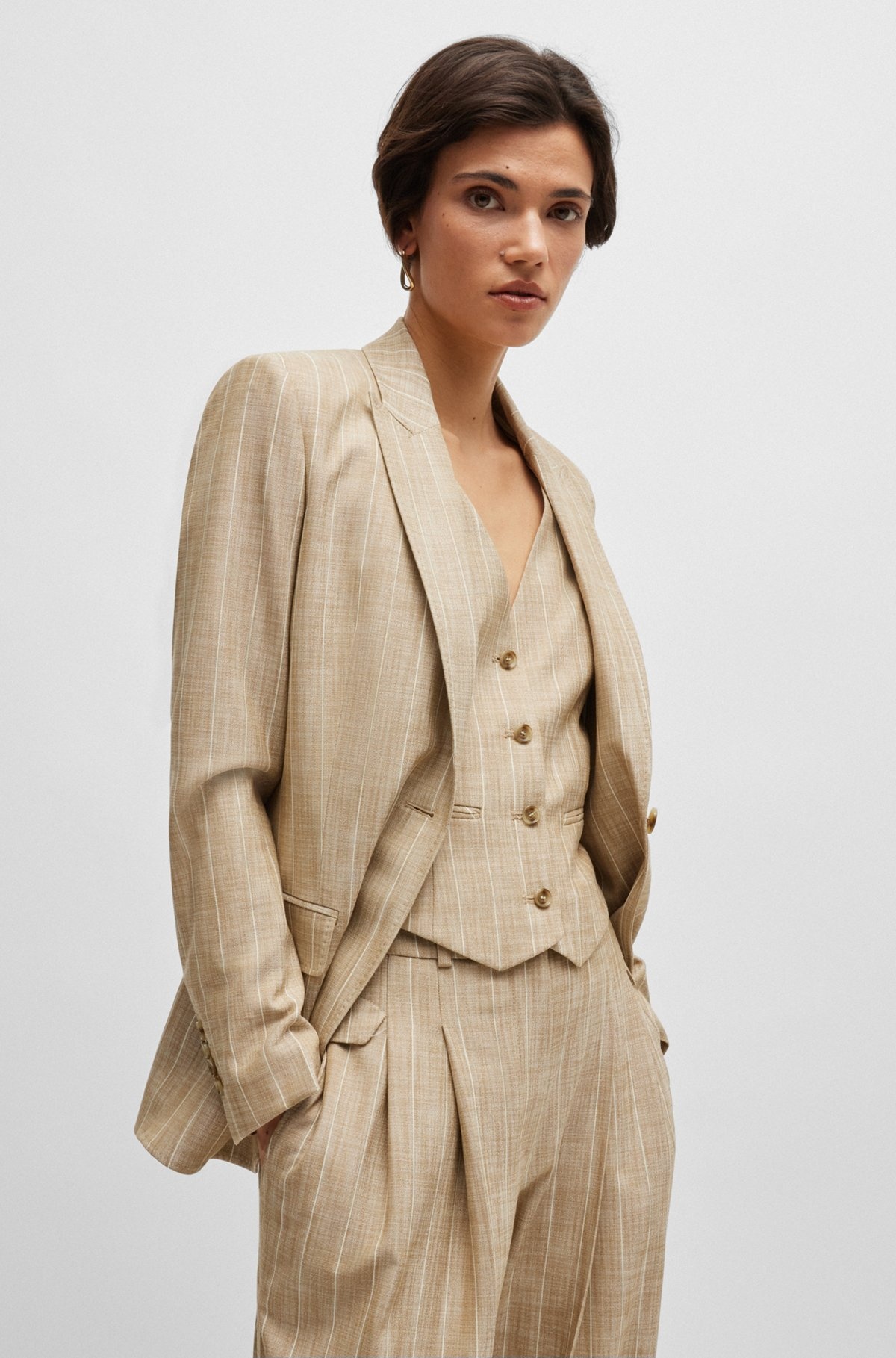 REGULAR-FIT JACKET IN PINSTRIPE MATERIAL WITH SIGNATURE LINING - 6