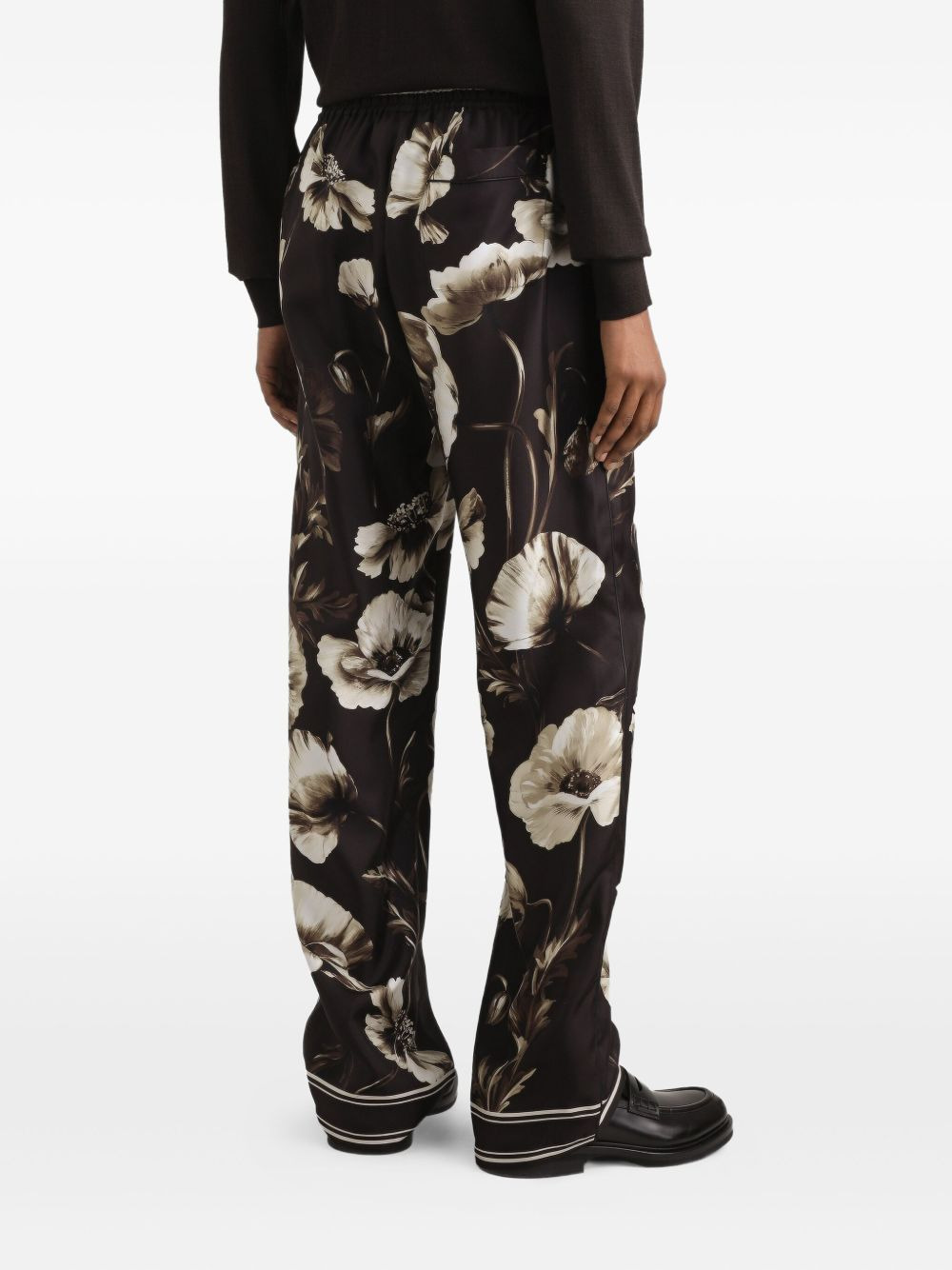 poppy-print drawstring trousers - 4