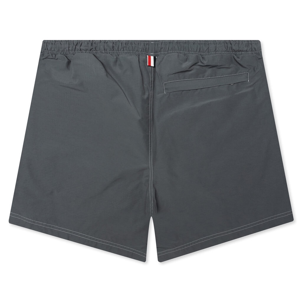 CONTRAST WHITE STITCHING TRACK SHORTS - MED GREY - 2