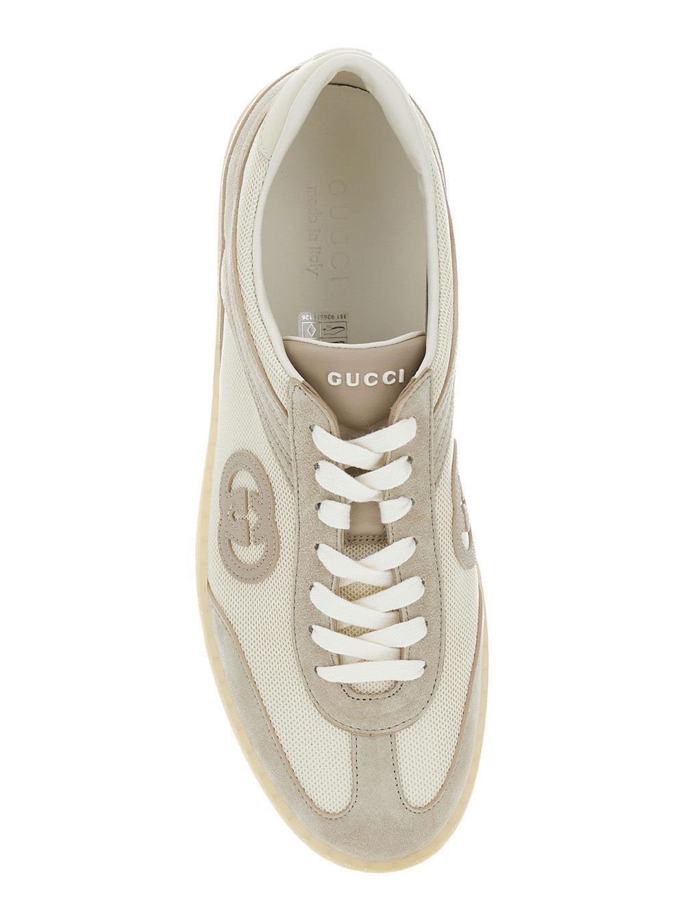 Gucci Men 'G74' Beige Low Top Sneakers With Logo Patch On The Side And Logo Lettering On The Tongue  - 4