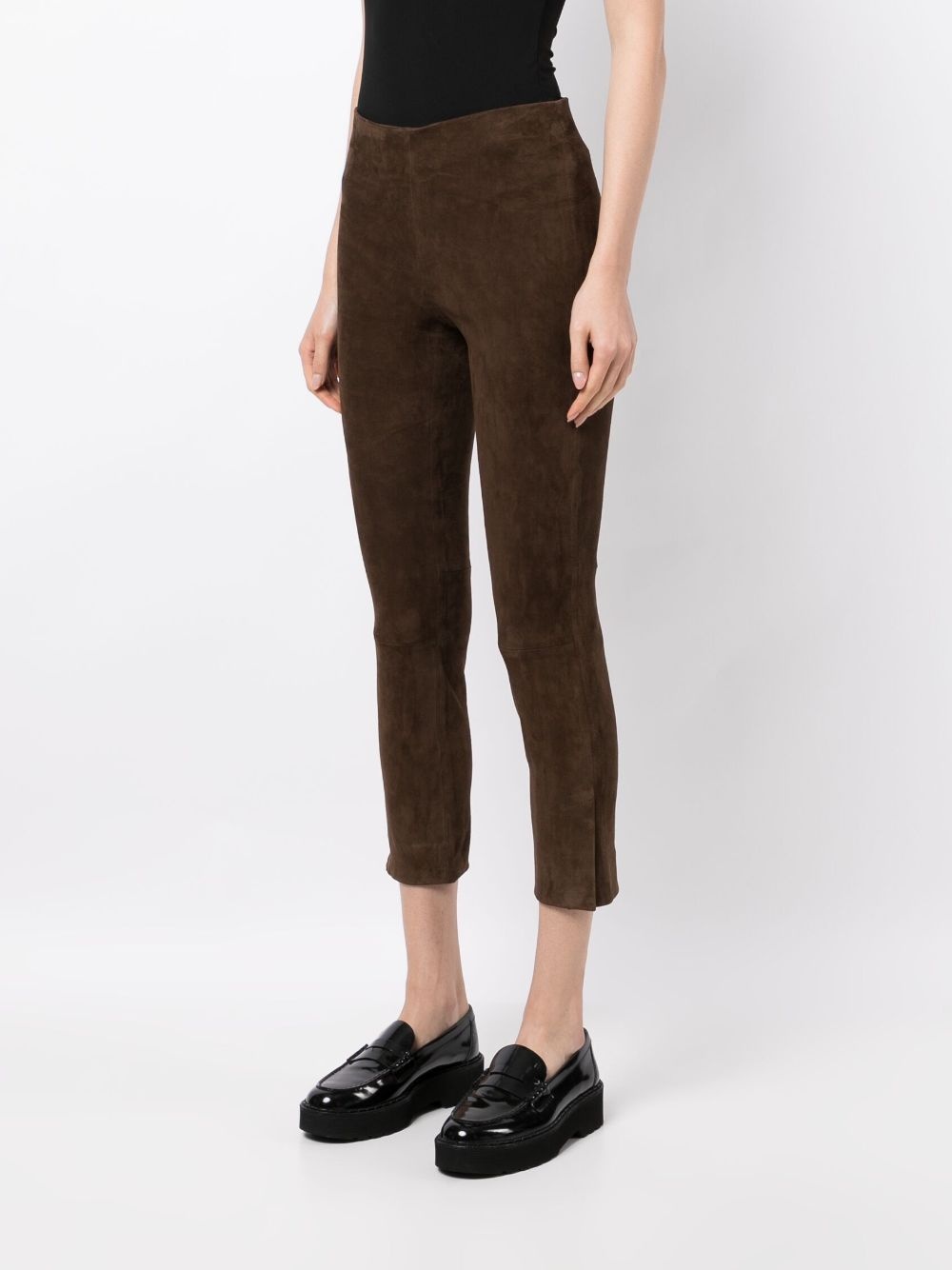 cropped suede trousers - 3