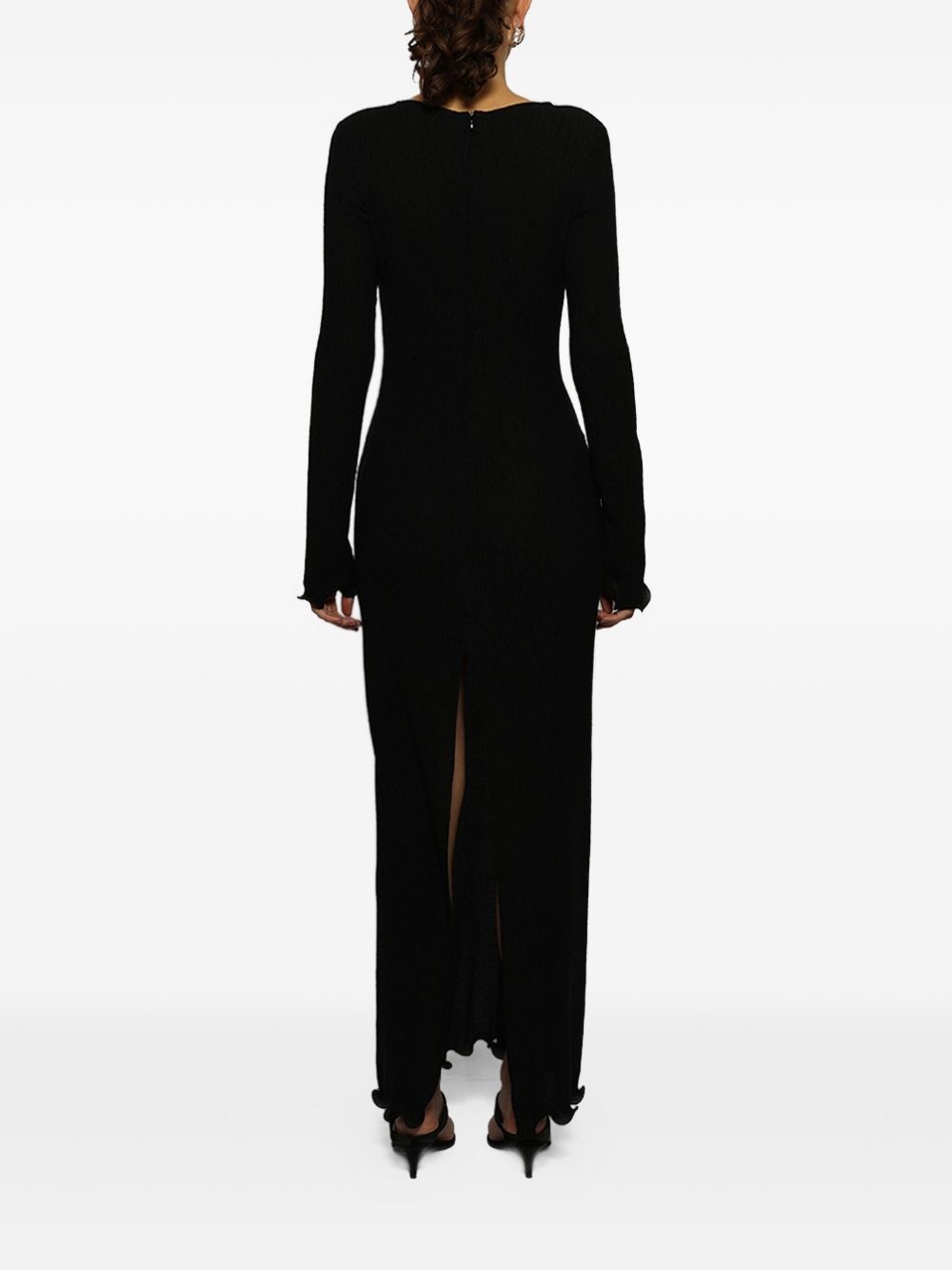 floral-appliqué long-sleeve dress - 5