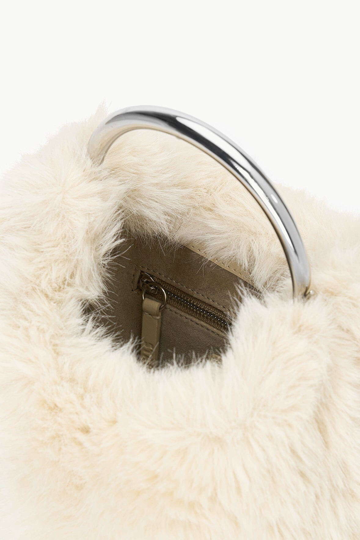 STAUD ROMEO FAUX FUR BAG CREAM - 7