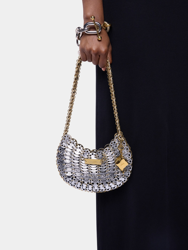 rabanne MOON FLIP BAG IN REVERSIBLE SILVER AND GOLD LEATHER outlook
