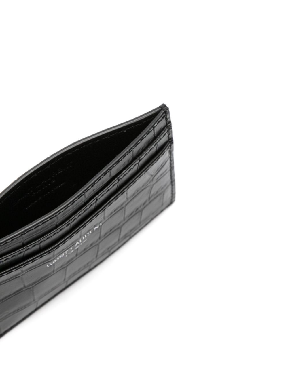 crocodile-embossed leather cardholder - 3