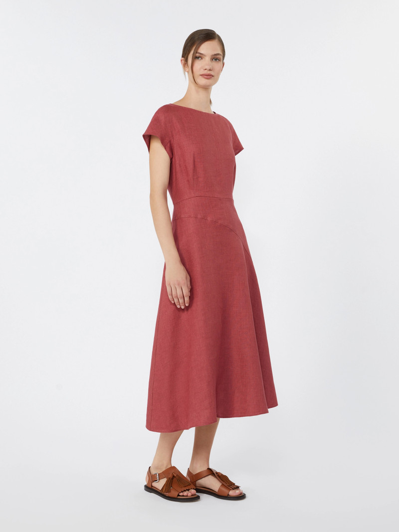 ESORDIO Linen canvas midi dress - CHERRY 7