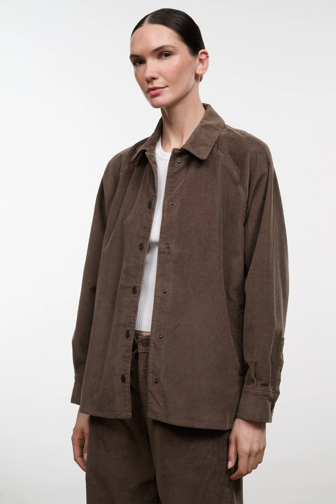STAUD MYLES SHIRT JACKET OYSTER CORDUROY - 1