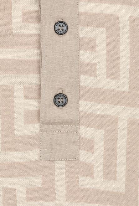 Ivory and sand-colored cotton polo with maxi Balmain monogram - 2