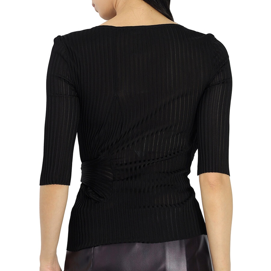 Atlein Ladies Black Front Knot Top - 5