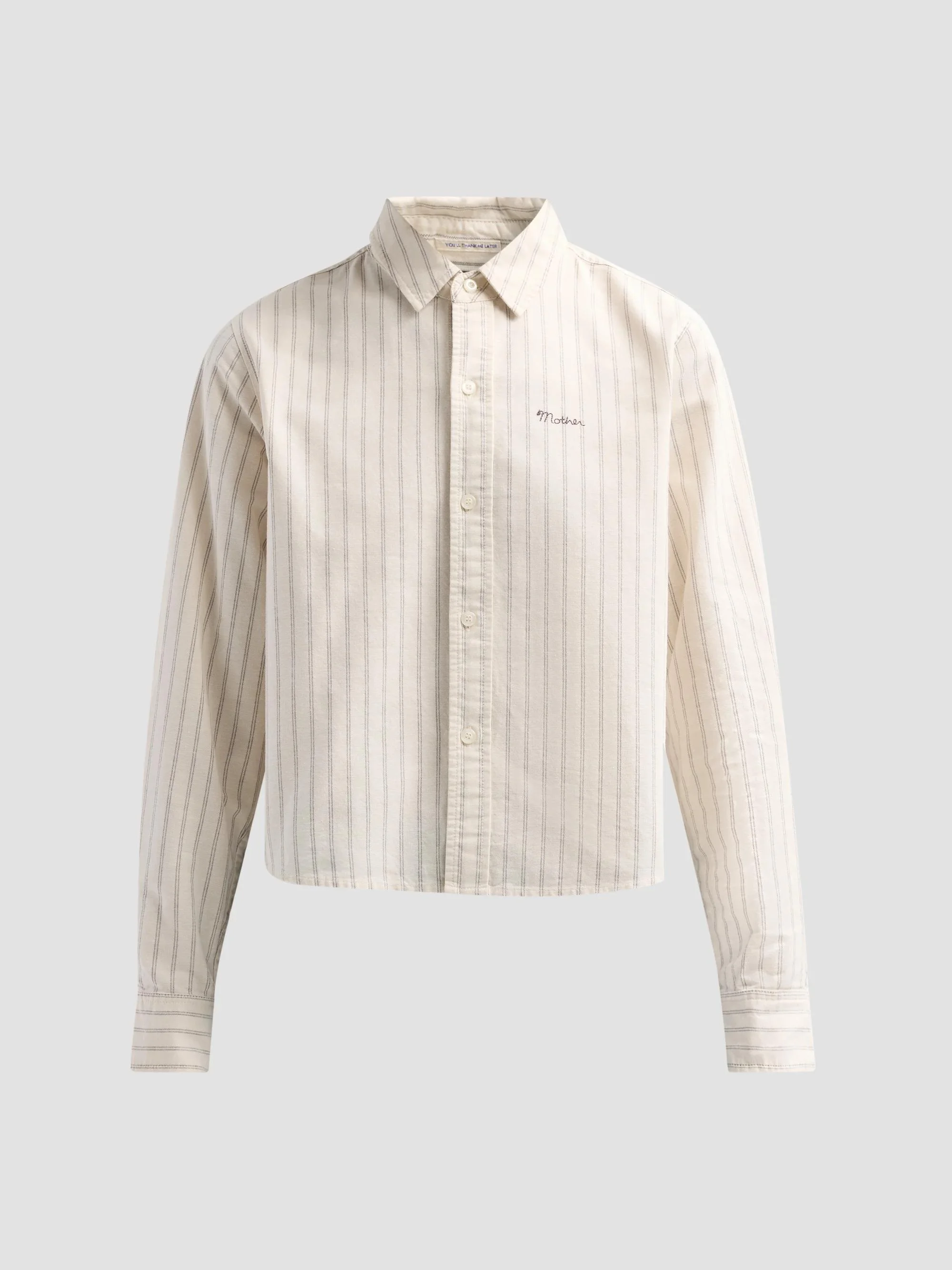 Women's The Cropped Bestie Shirt - Cream Black Stripe - 1