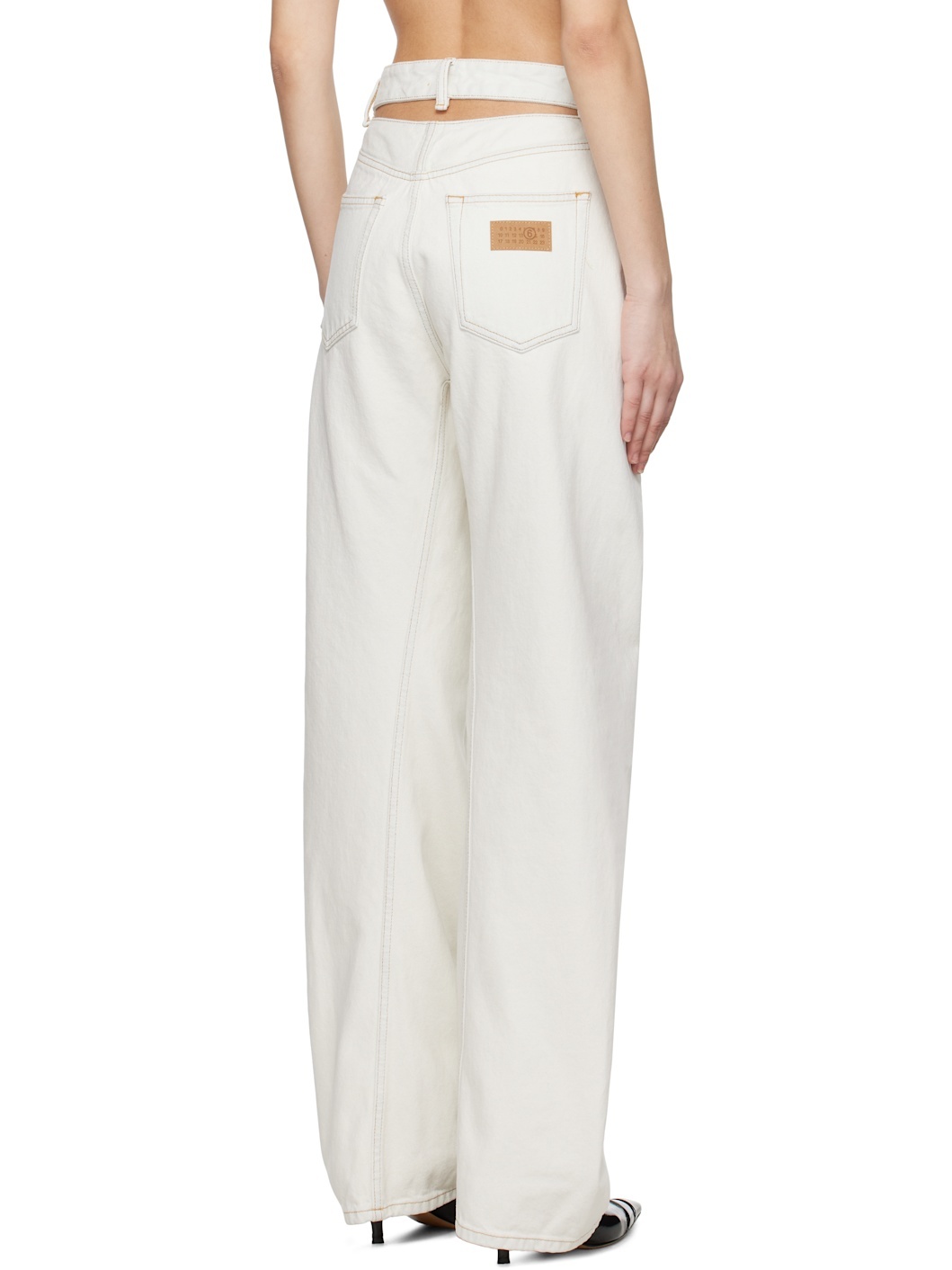Off-White Contrast Stitch Jeans - 3
