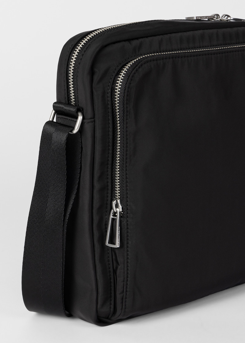 Black Recycled Polyester Zebra Messenger Bag 3