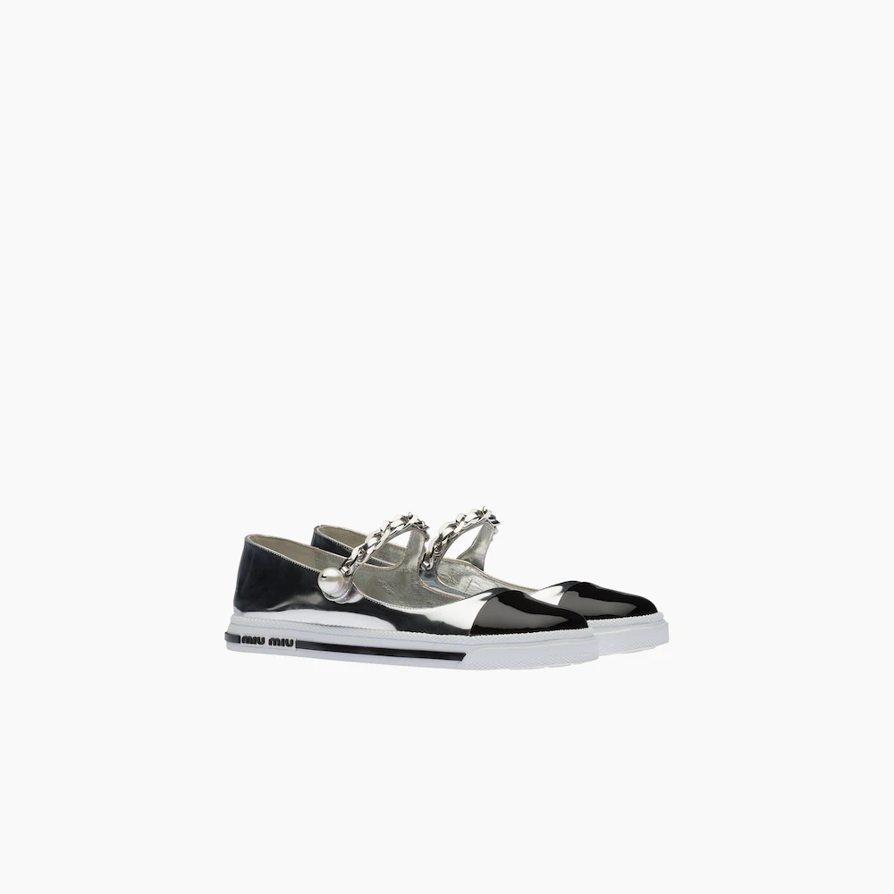 Metallic technical fabric ballerinas - 1