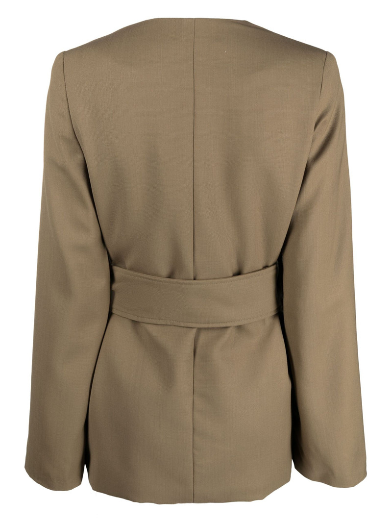 Elleme Green Collarless Belted Blazer outlook