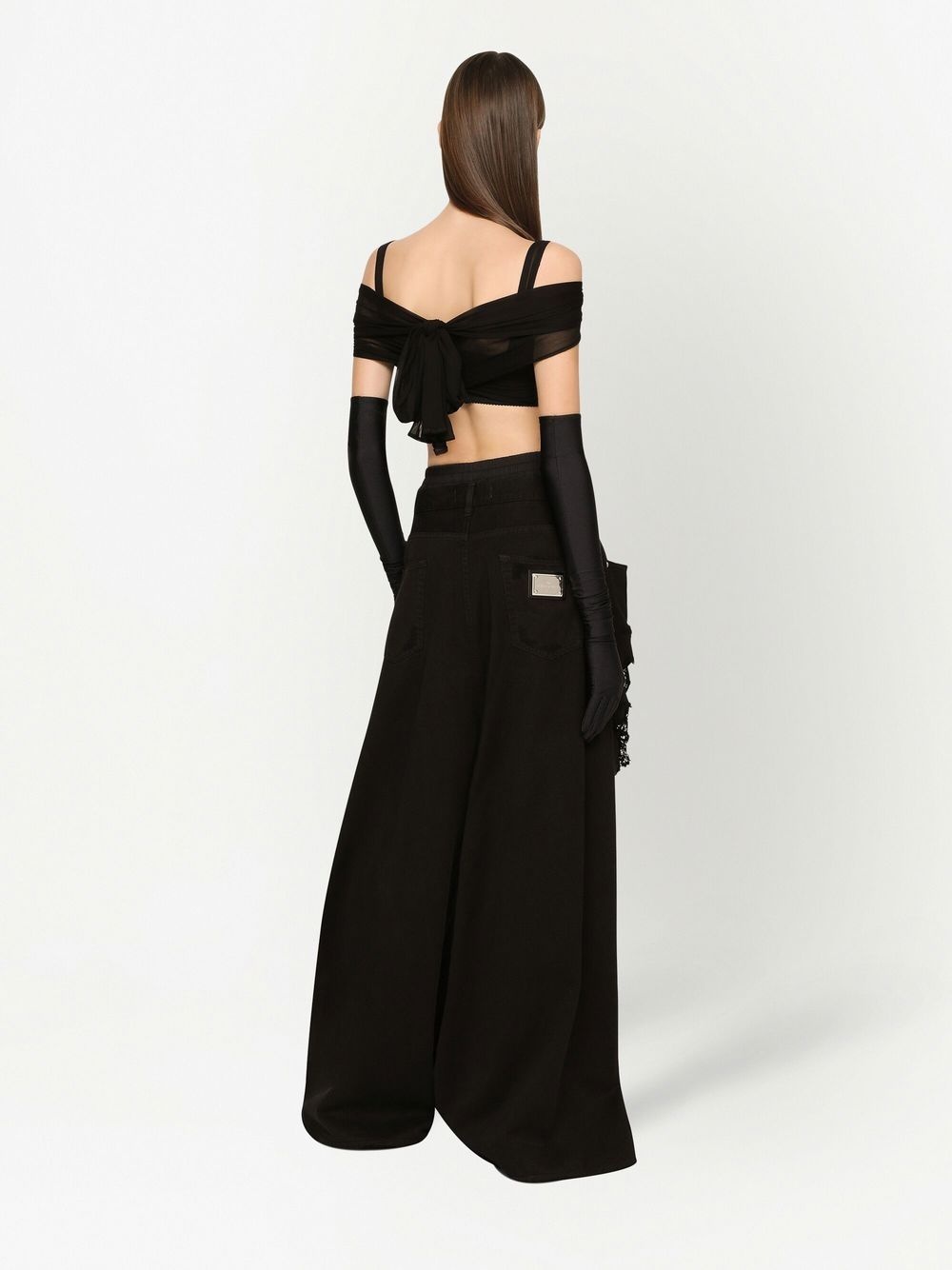 KIM DOLCE&GABBANA layered off-shoulder cropped top - 4