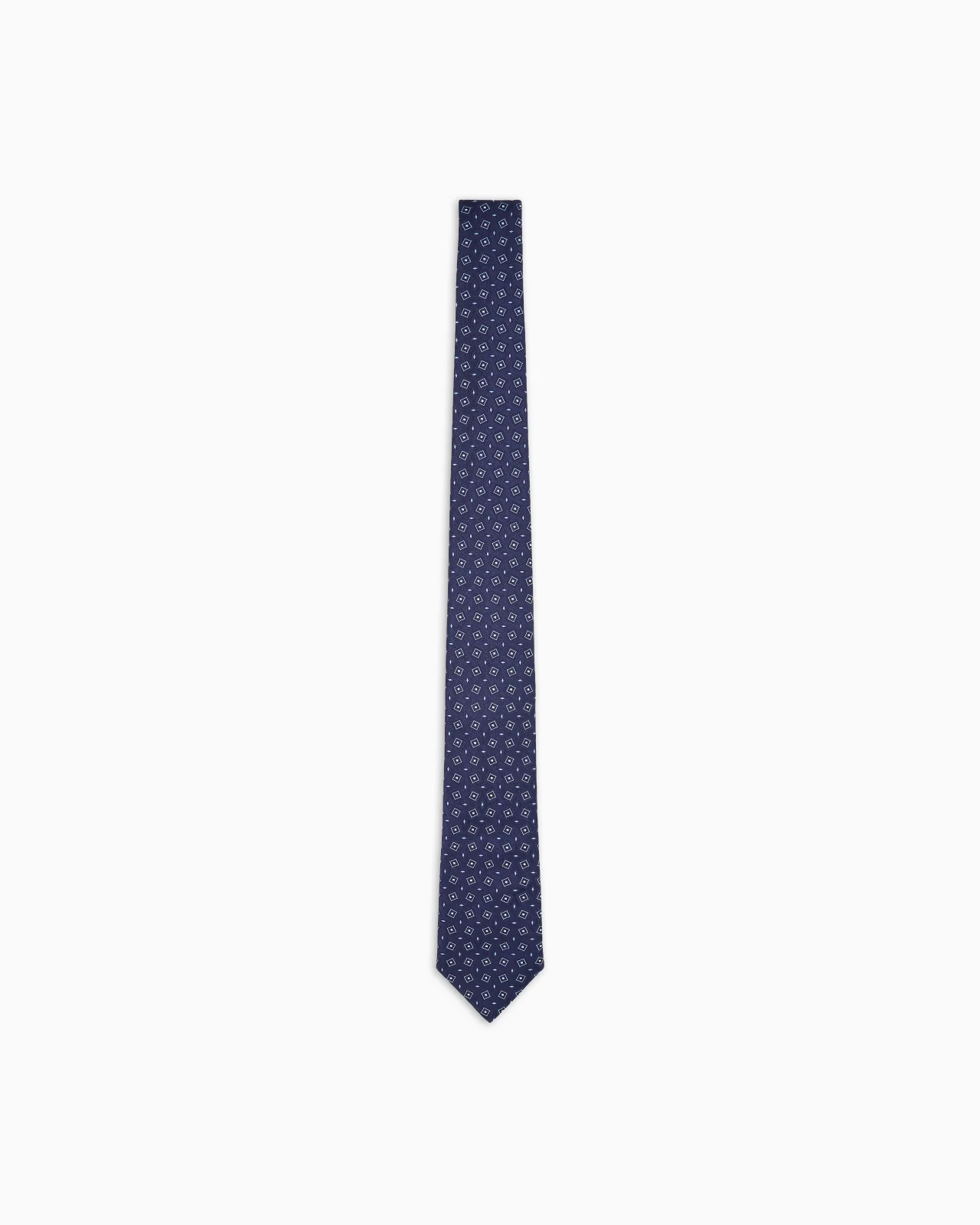SILK TIE WITH GEOMETRIC JACQUARD MOTIF - 1