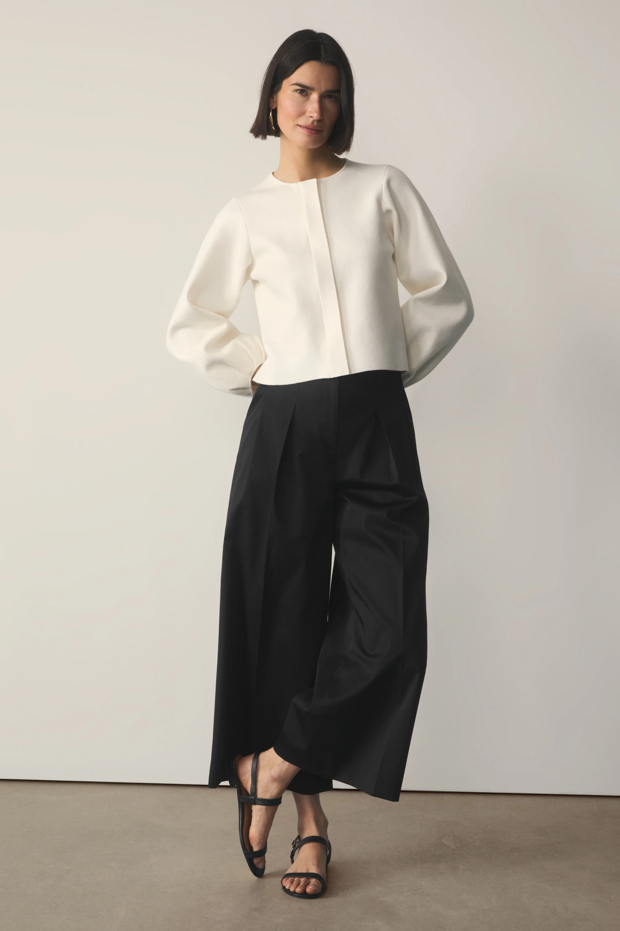 Lyon Cotton Cropped Palazzo Trousers - 1