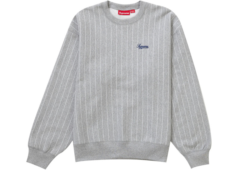 Supreme Pinstripe Crewneck Heather Grey 1