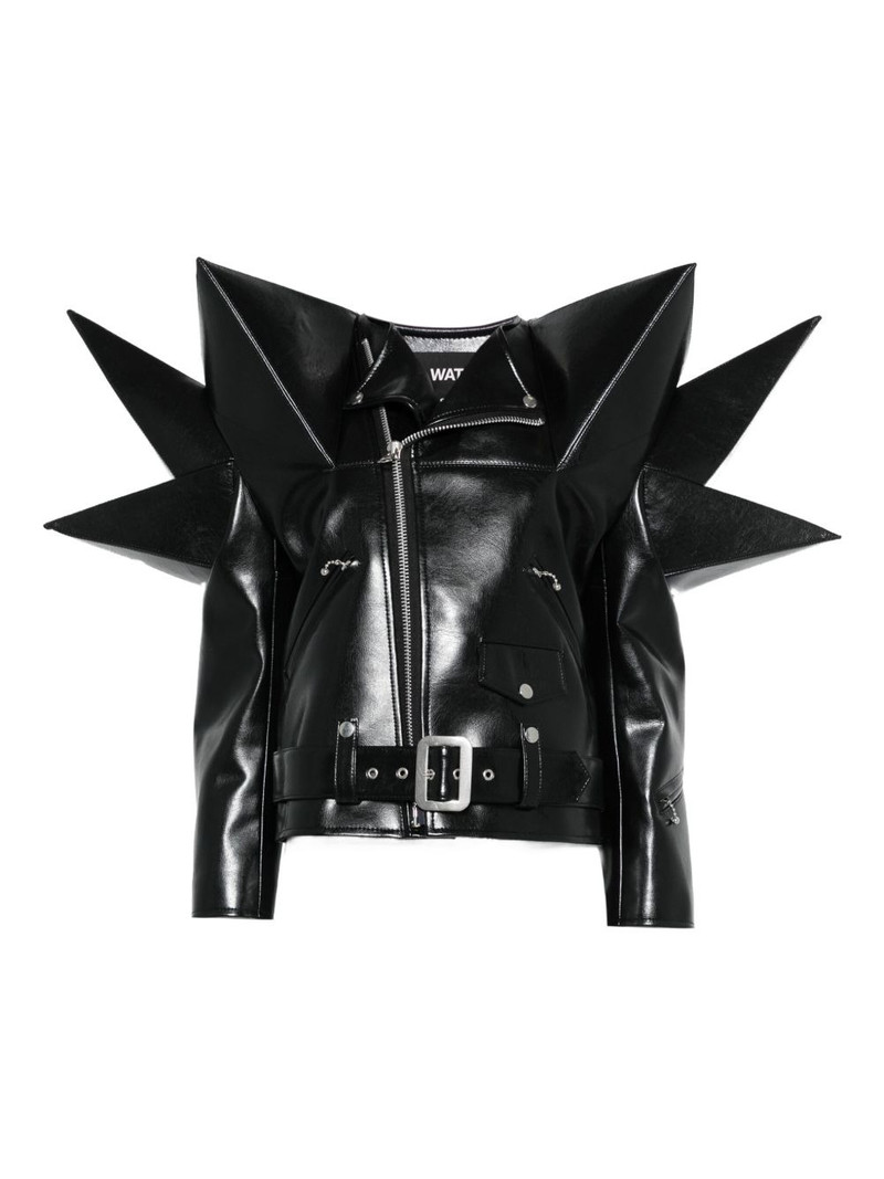 spike-detail leather biker jacket 1