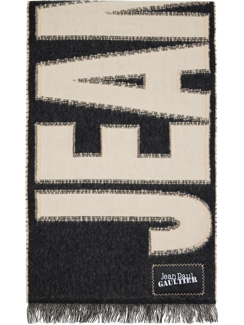 Black & Beige Logo Scarf 1