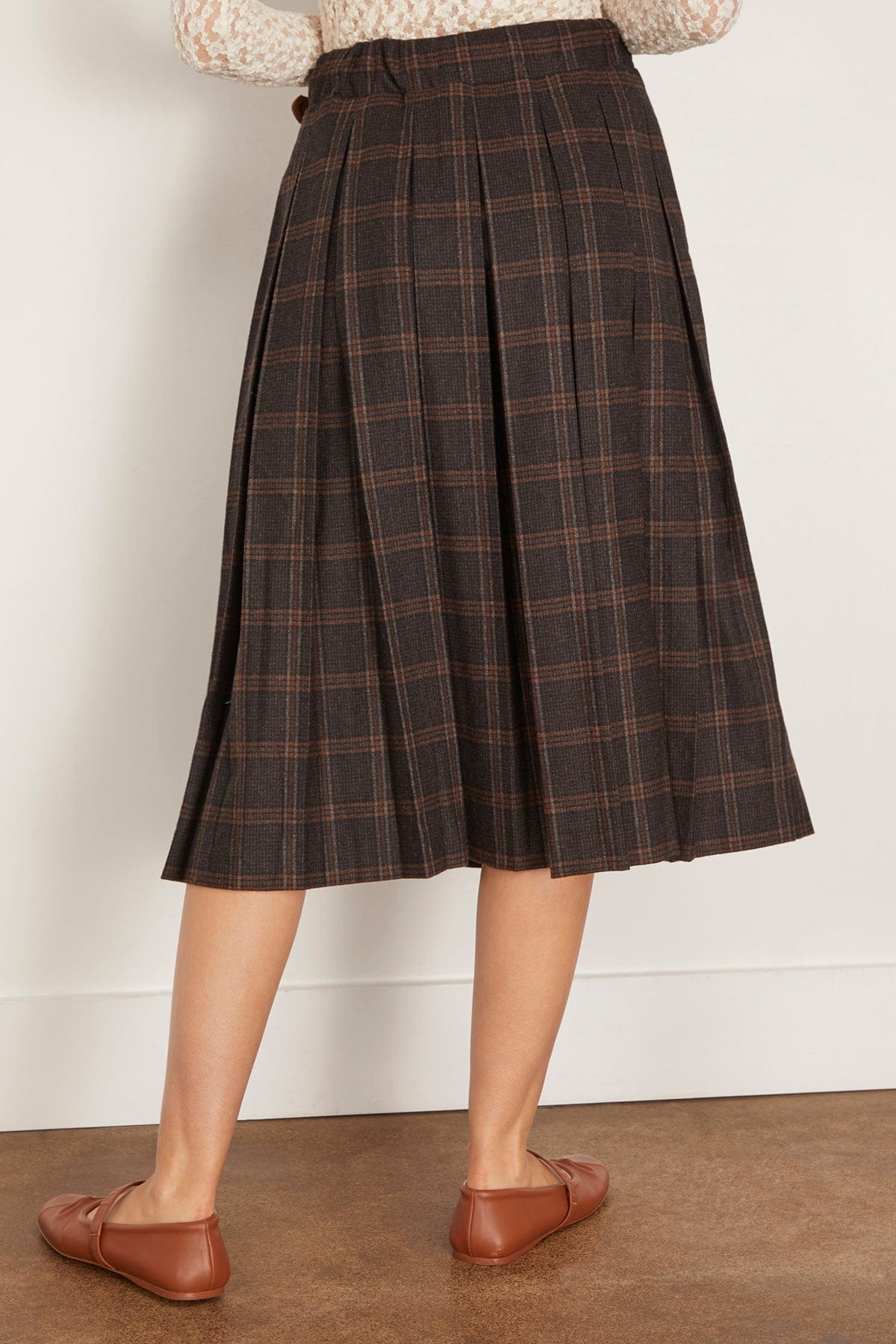 Monroe Wool Plaid Belted Pleat Skirt in Multi - 4