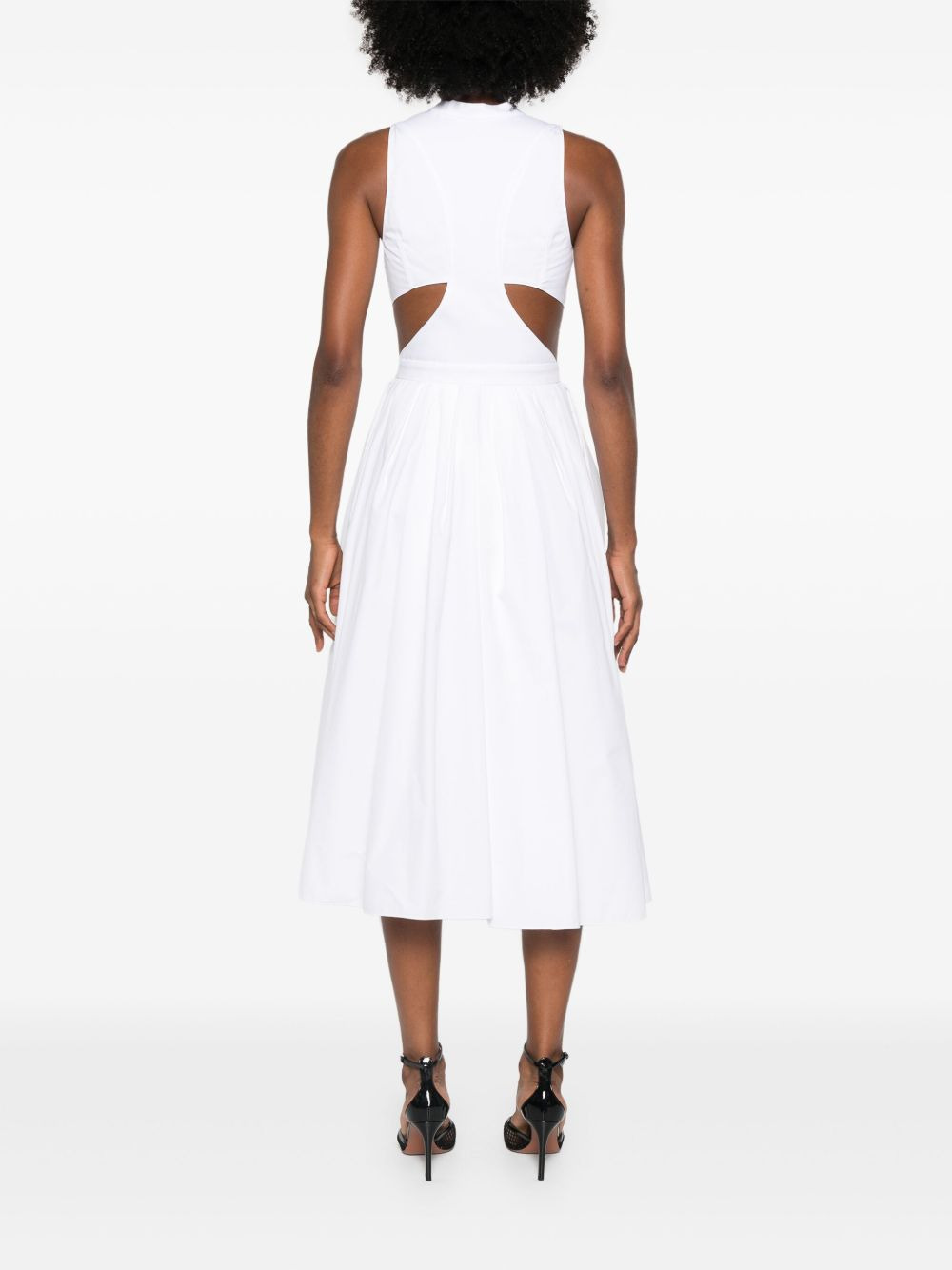 sleeveless cut-out flared dress - 4