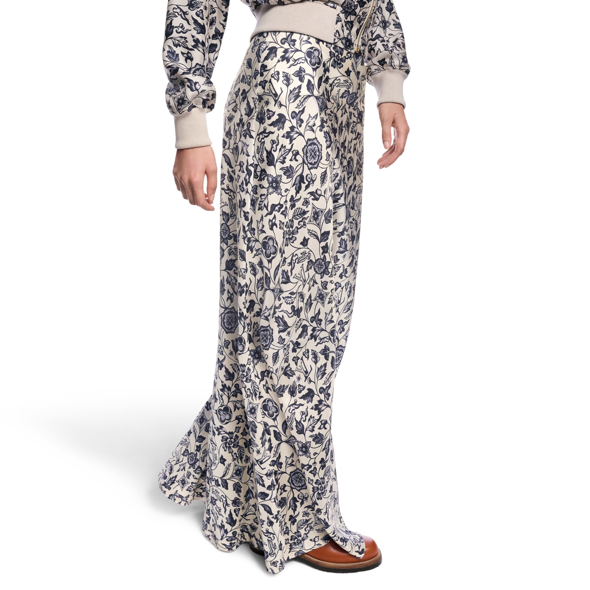 Botanical Print Flared Maxi Skirt - 2