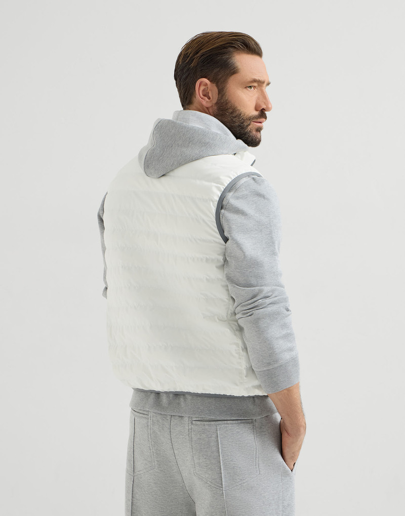 Bonded nylon down vest with logo and packable hood 3