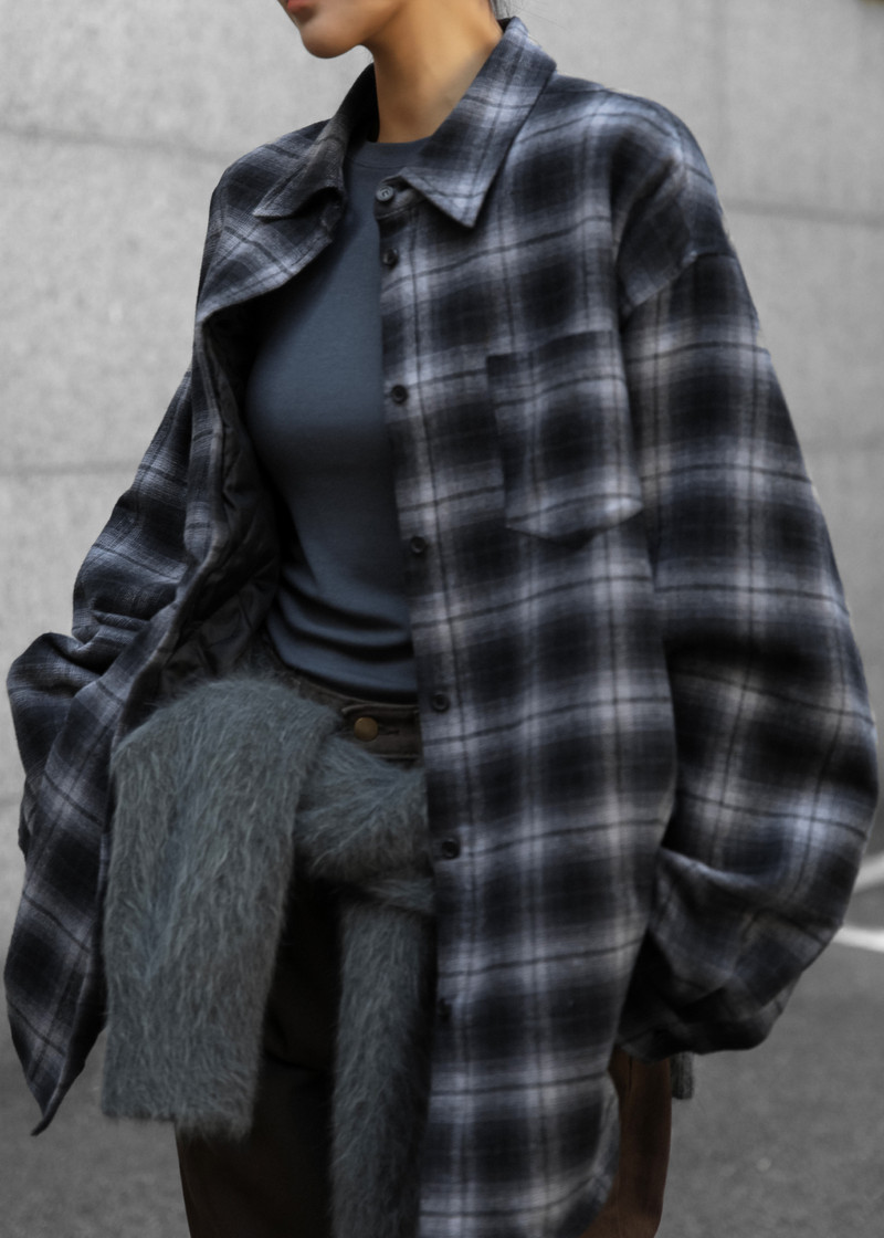 Helka Flannel Quilted Shirt - Charcoal 6