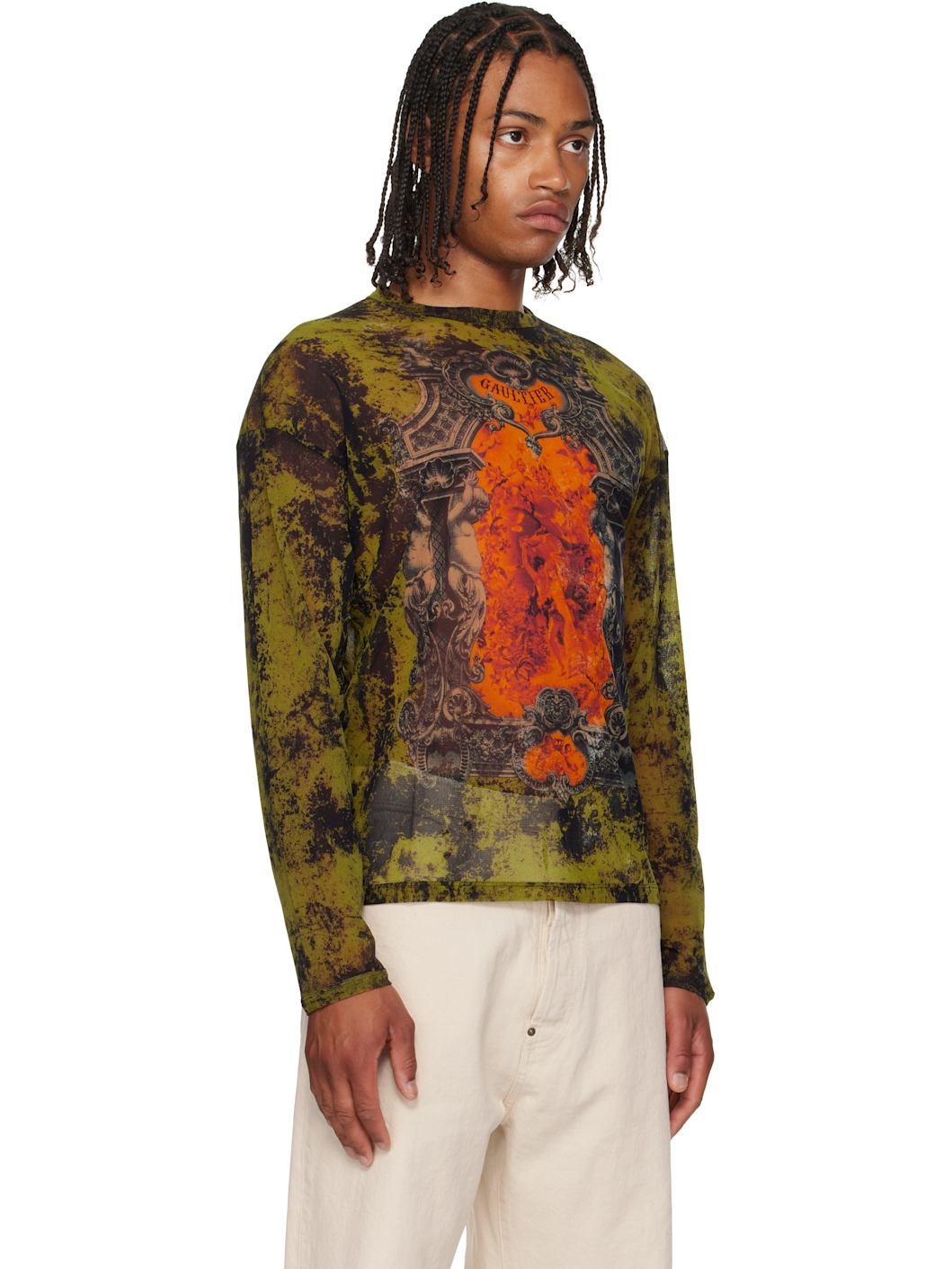 Black & Khaki 'The Oversized Médaillon' Top - 2