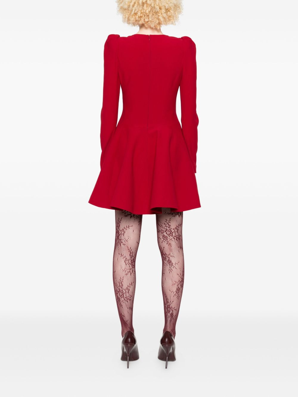 puff-sleeve fitted dress - 4