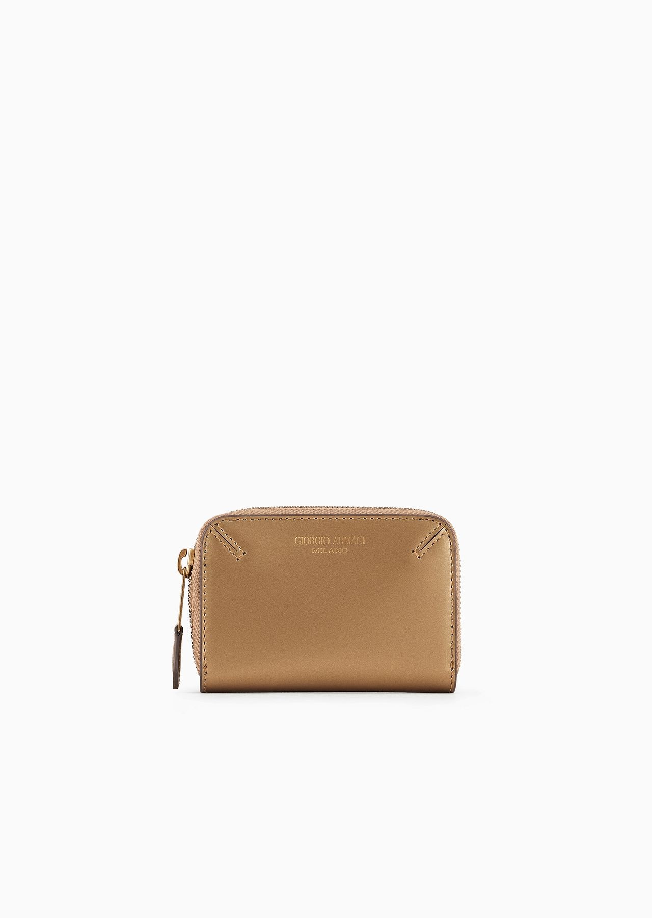 La Prima lamé-leather card holder with wraparound zip - 1