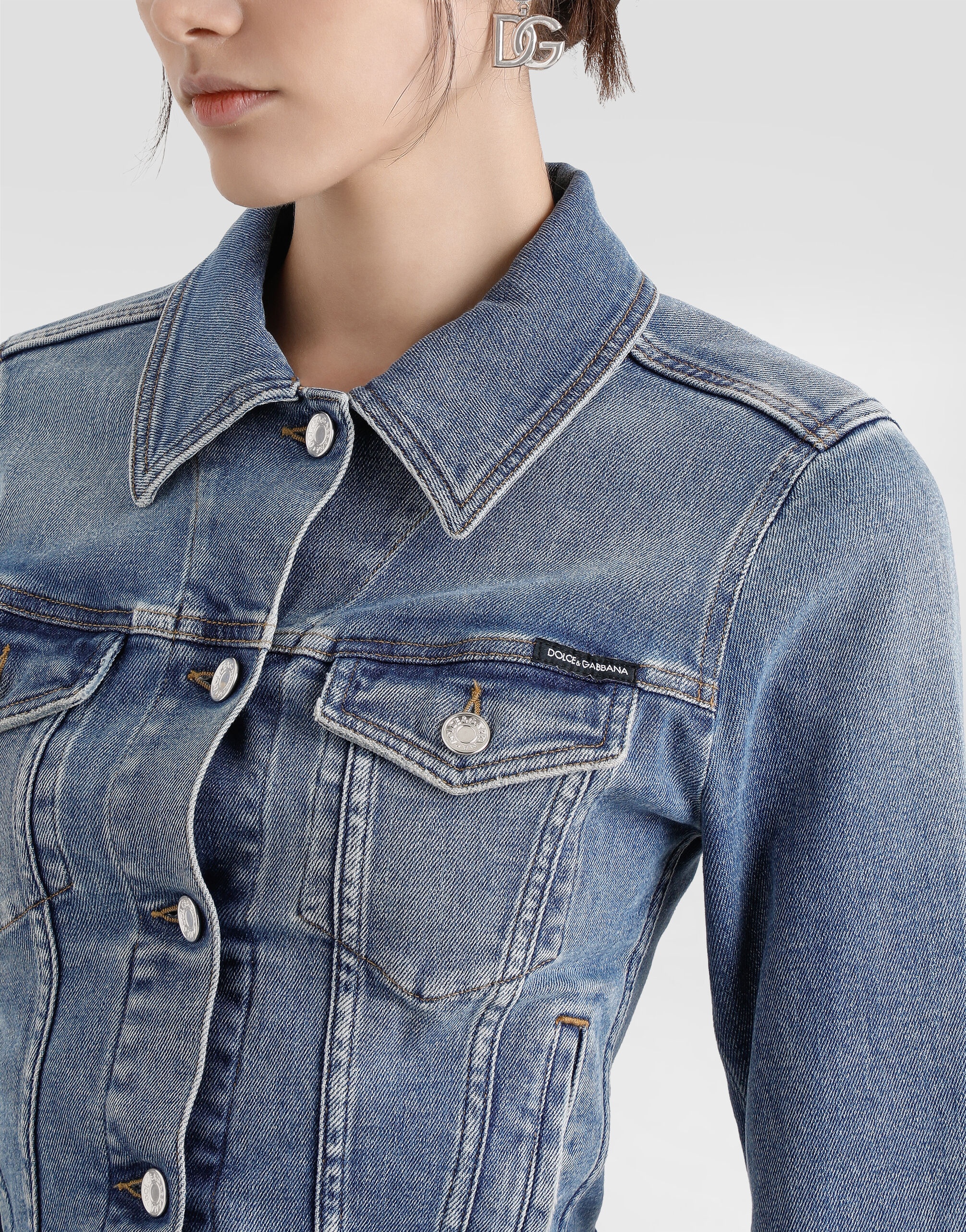 Cropped cotton denim jacket - 4