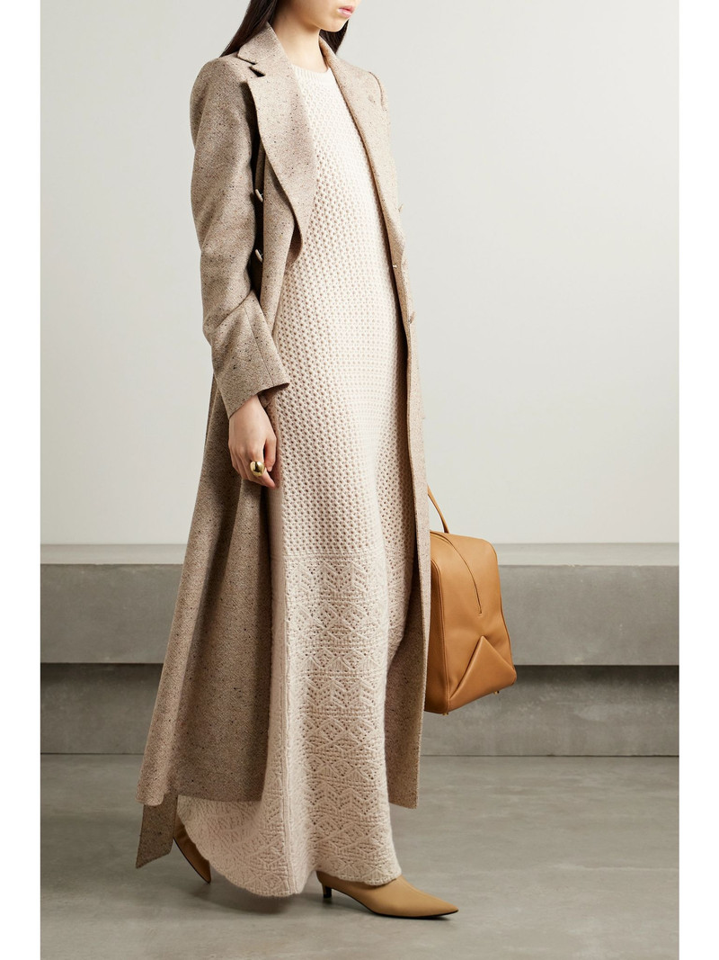 Loro Piana Engadin pointelle-knit cashmere maxi dress Cream outlook