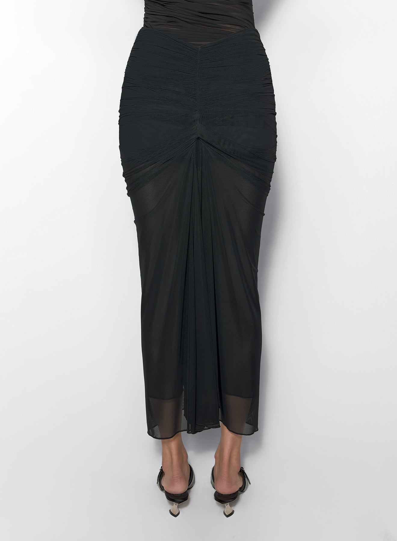 black ruched mesh skirt - 3