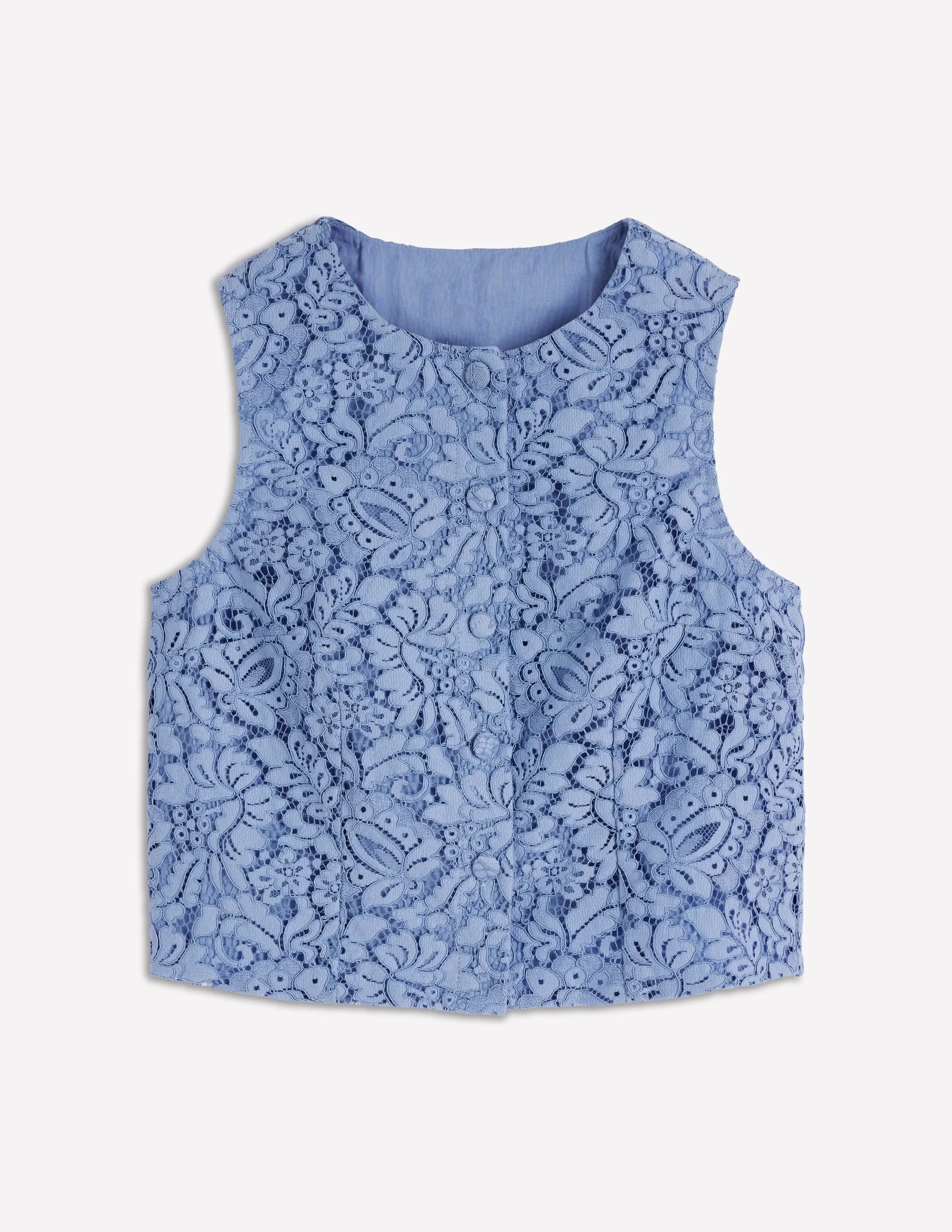 Andrea Lace Shell Top-Cornflower Blue - 1