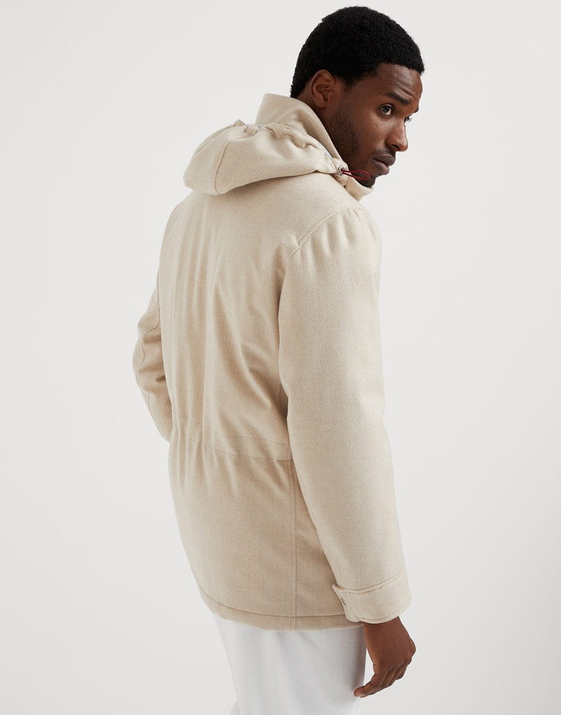 Brunello Cucinelli Bonded cashmere beaver cloth parka with Thermore® padding and detachable hood outlook